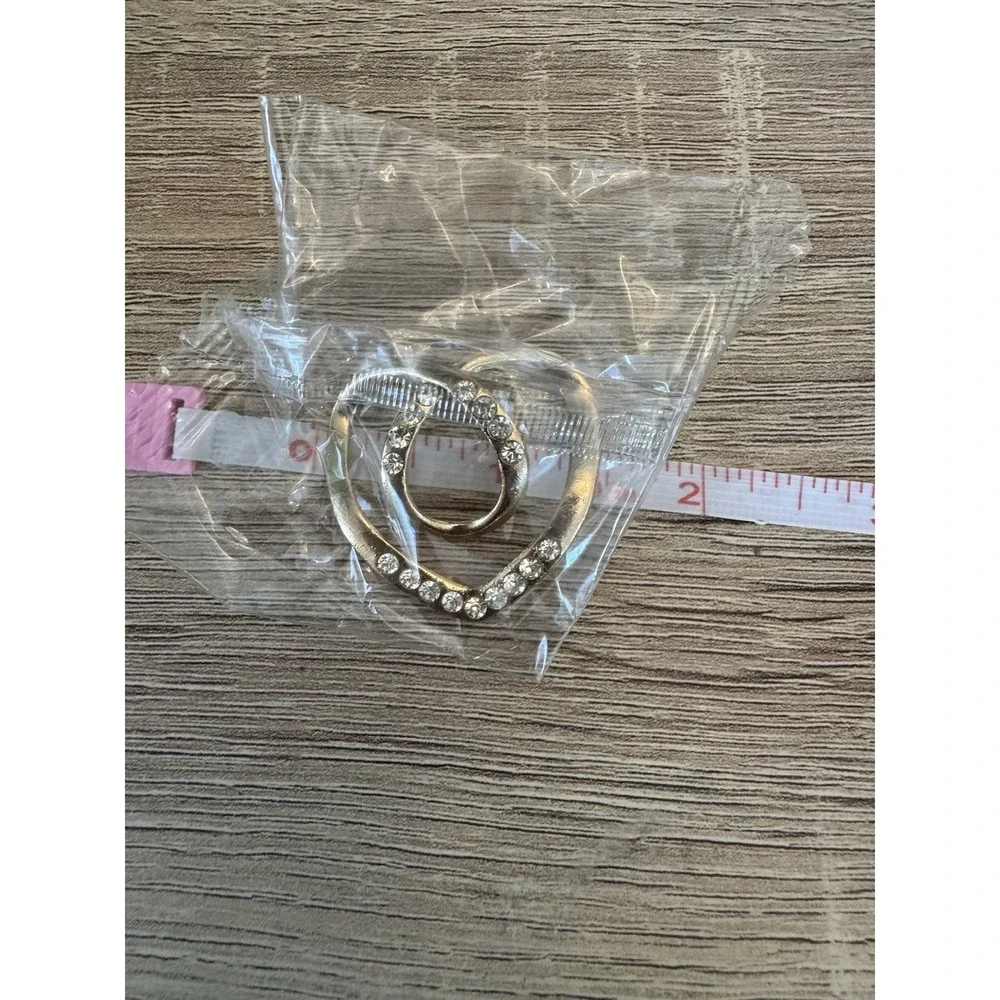 Heart Scarf Clip With Rhinestones, Gold Toned‎